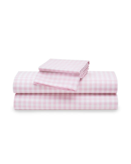 Petite Plume Luxe Premium Cotton Bed Sheets - Pink Gingham