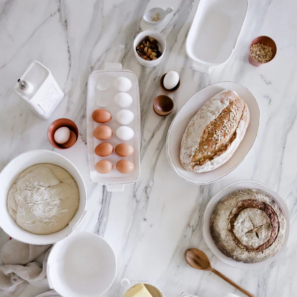 Vietri Lastra Small Oval Baker - White