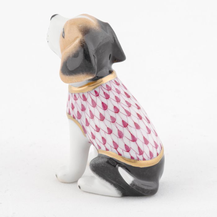 Herend Decorative Beagle Puppy with Sweater - Raspberry