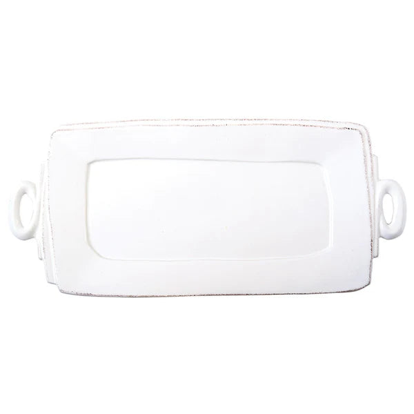 Vietri Lastra White Rectangular Handled Platter