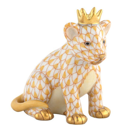 Herend Decorative Lion Cub with Crown - Butterscotch