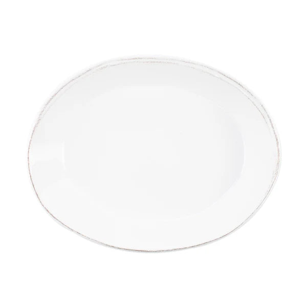 Vietri Lastra Small Oval Baker - White