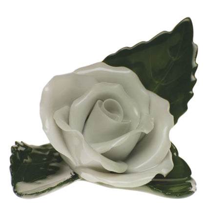 Herend Decorative Rose on Leaf - White