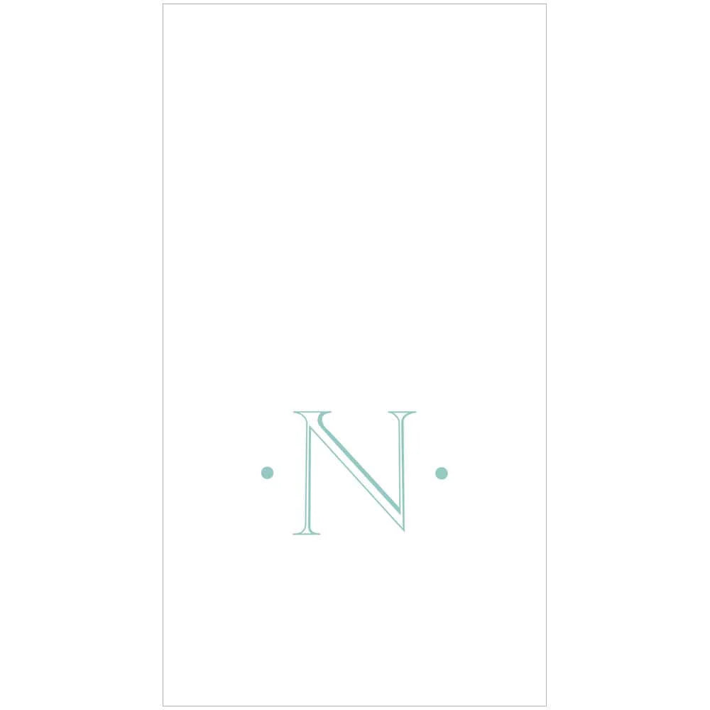 Caspari Antique Robin's Egg Single Initial Guest Towel Napkins - 24 Per Box