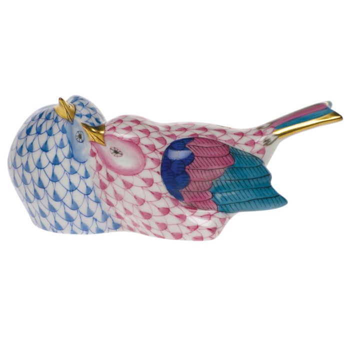Herend Decorative Lovebirds - Blue & Raspberry