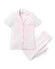 Petite Plume Women’s Crop Pima Pajama Set - Pink Stripe