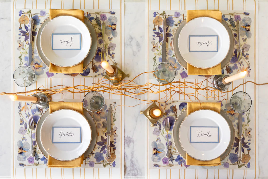 Hester & Cook Periwinkle Pressed Petals Paper Placemat
