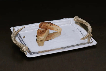 Beatriz Ball WESTERN Antler Emerson Medium Tray with Gold Handles