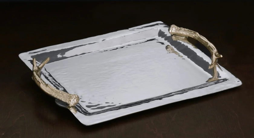 Beatriz Ball WESTERN Antler Emerson Large Tray with Gold Handles