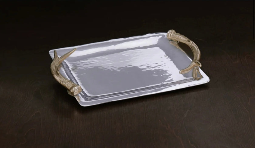 Beatriz Ball WESTERN Antler Emerson Medium Tray with Gold Handles