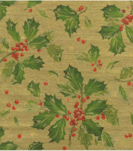 Caspari Gilded Holly Foil Wrapping Paper