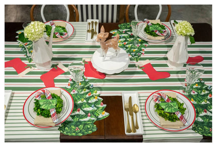 Hester & Cook Green & Red Awning Stripe Table Runner