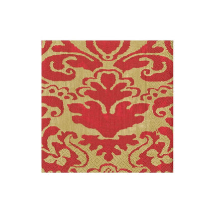 Caspari Palazzo Red Paper Linen Cocktail Napkins