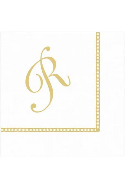 Caspari Script Single Initial Paper Cocktail Napkins - 20 Per Package