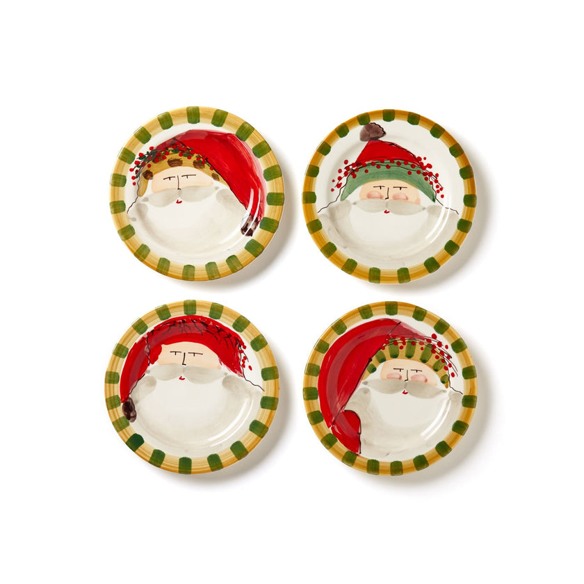 Vietri Old St. Nick Round Salad Plates - Animal Hat
