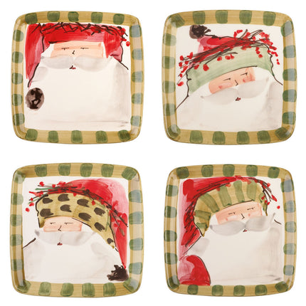 Vietri Old St. Nick Square Salad Plates - Set of 4