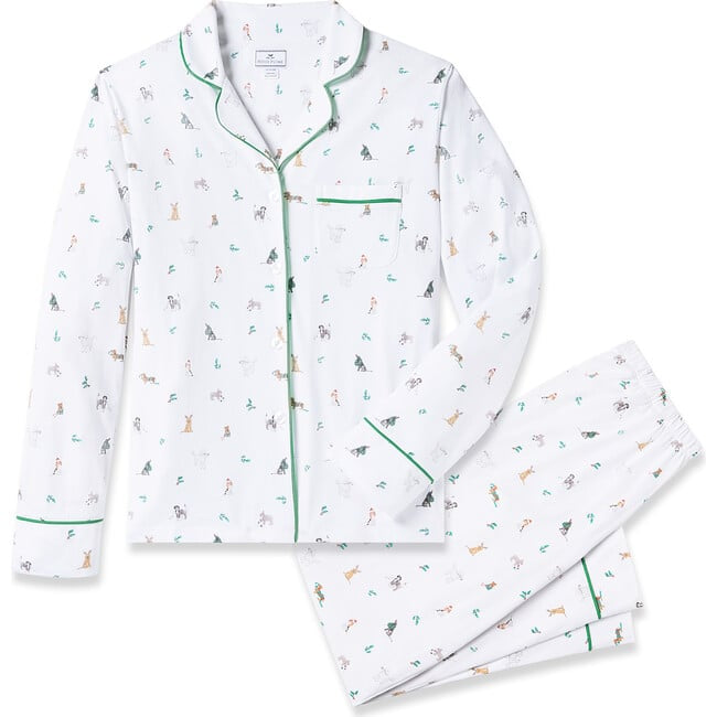 Petite Plume Women’s Long Pima Pajama Set - Jingle Paws