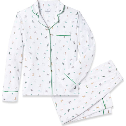Petite Plume Women’s Long Pima Pajama Set - Jingle Paws