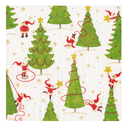 Caspari Twirling Santas Paper Cocktail Napkins