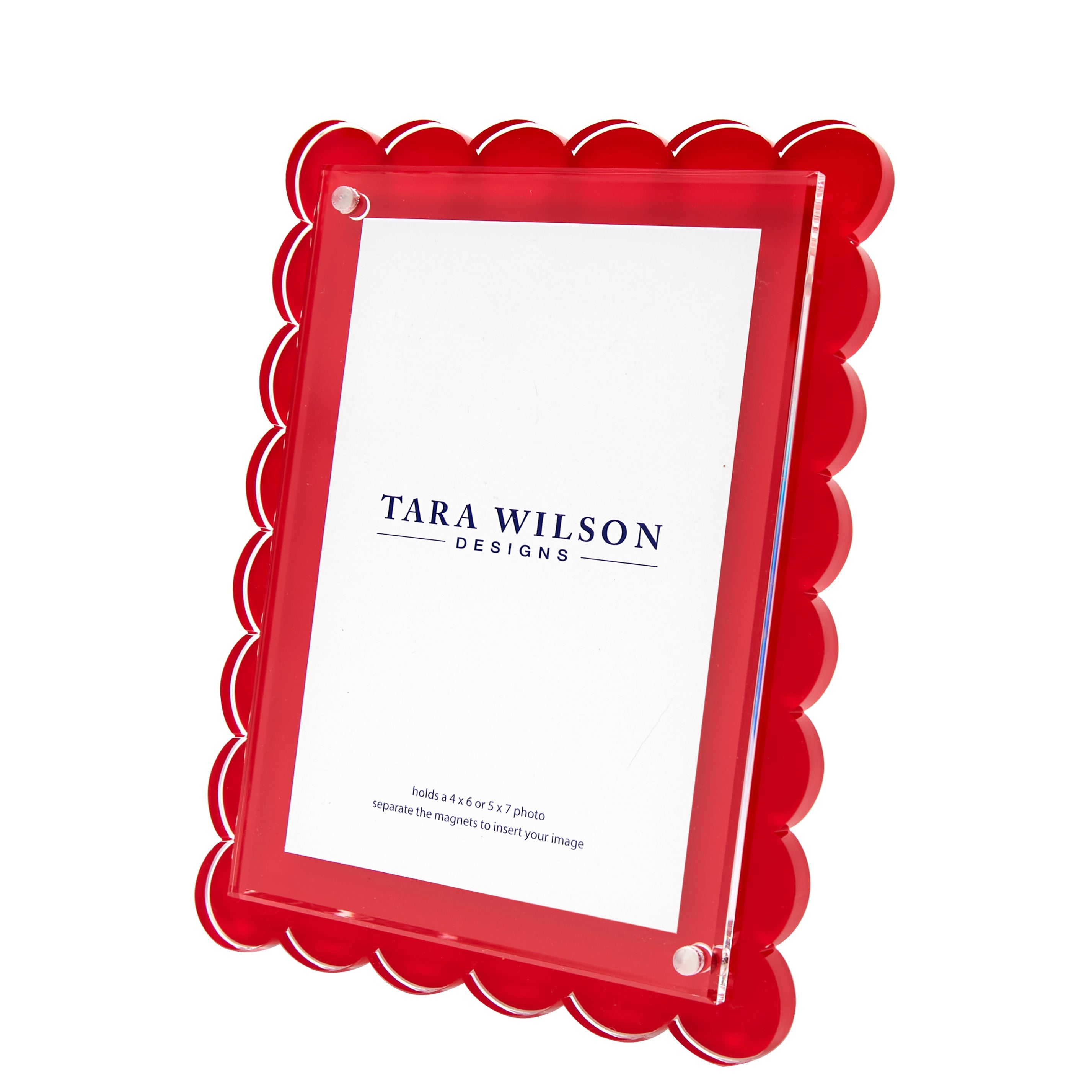 Tara Wilson Designs Acrylic Beveled Scallop Frame - Red