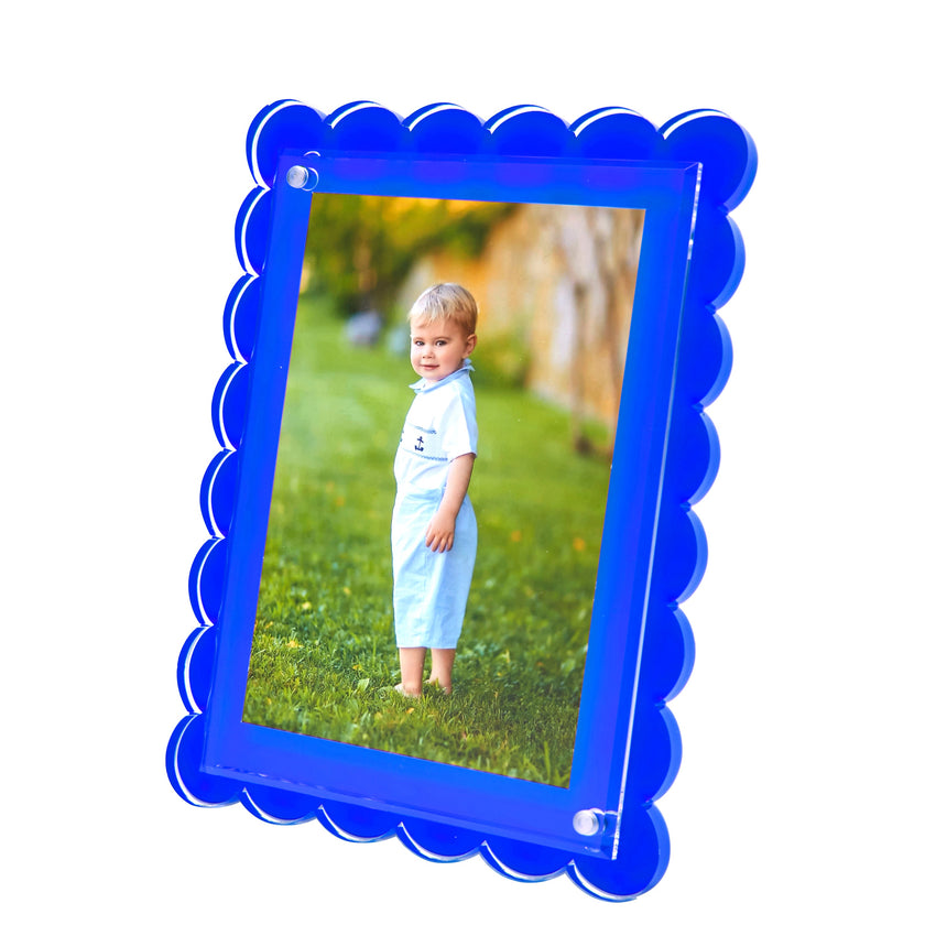 Tara Wilson Designs Acrylic Beveled Scallop Frame - Blue