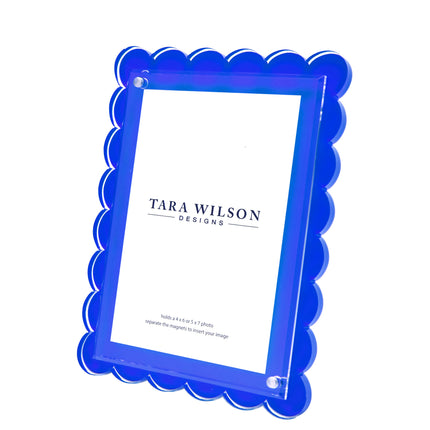 Tara Wilson Designs Acrylic Beveled Scallop Frame - Blue