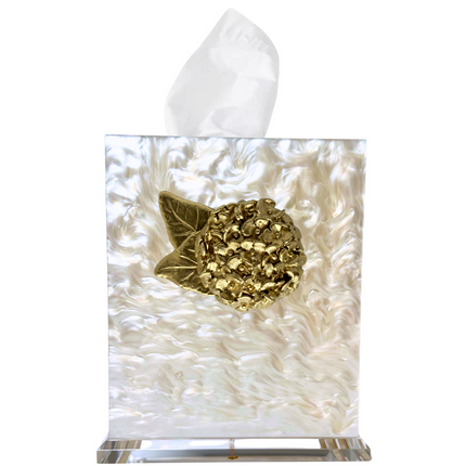 Southern Tribute Hydrangea Tissue Box Cover- Pearl