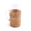 Vagabond House Glass Pitcher with Hand Woven Natural Rattan Cover