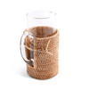 Vagabond House Glass Pitcher with Hand Woven Natural Rattan Cover