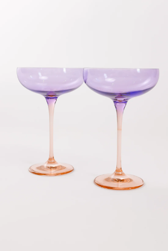 Estelle Colored Champagne Coupe- Colorblock Pastel Mixed Set of 6