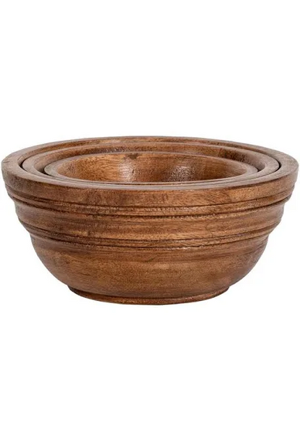 Juliska Bilbao Wood Nesting Bowl Set/3pc