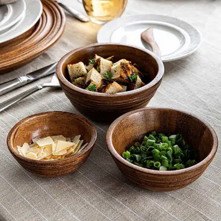 Juliska Bilbao Wood Nesting Bowl Set/3pc