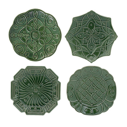 Juliska by Veronica Beard Jardins Du Monde Party Plate Assorted Set/4 - Green