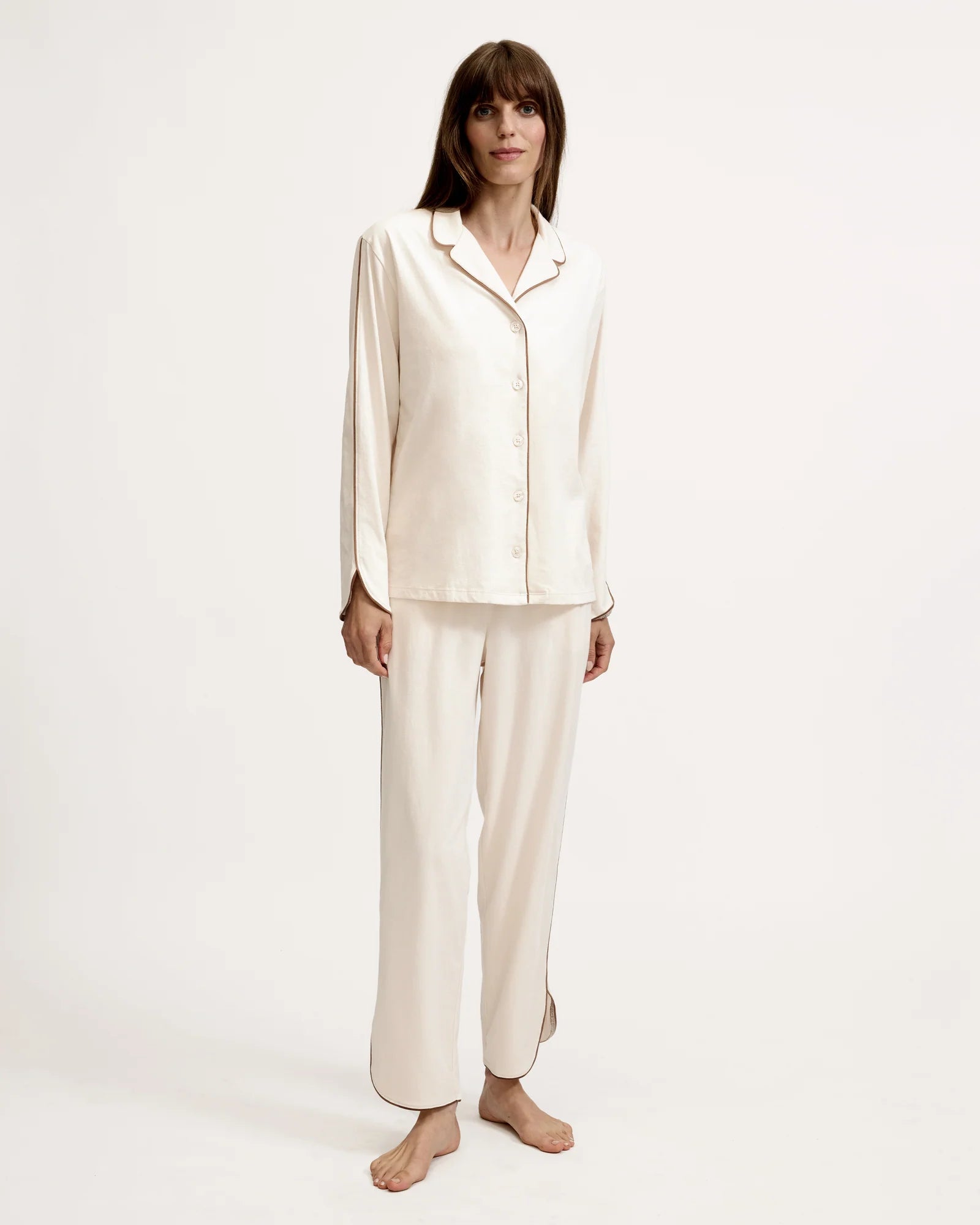 Petite Plume Women's Margaux Lightweight Pima Pajama Set in Ivory