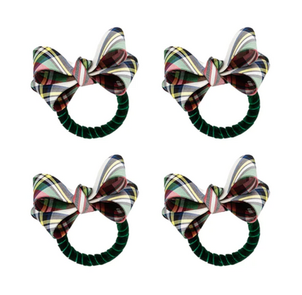 Juliska Tuxedo Napkin Ring Set/4 - Stewart Tartan Multi