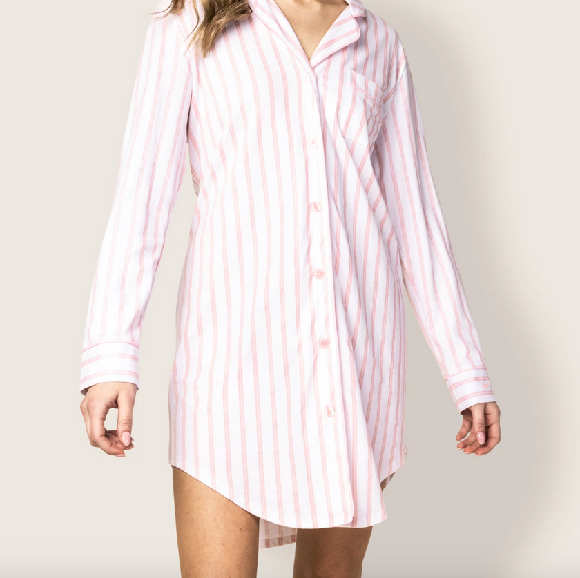 Petite Plume Women's Pima Nightshirt in Pink Stripe