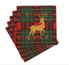 Caspari Reindeer Tartan Red Cocktail Napkins