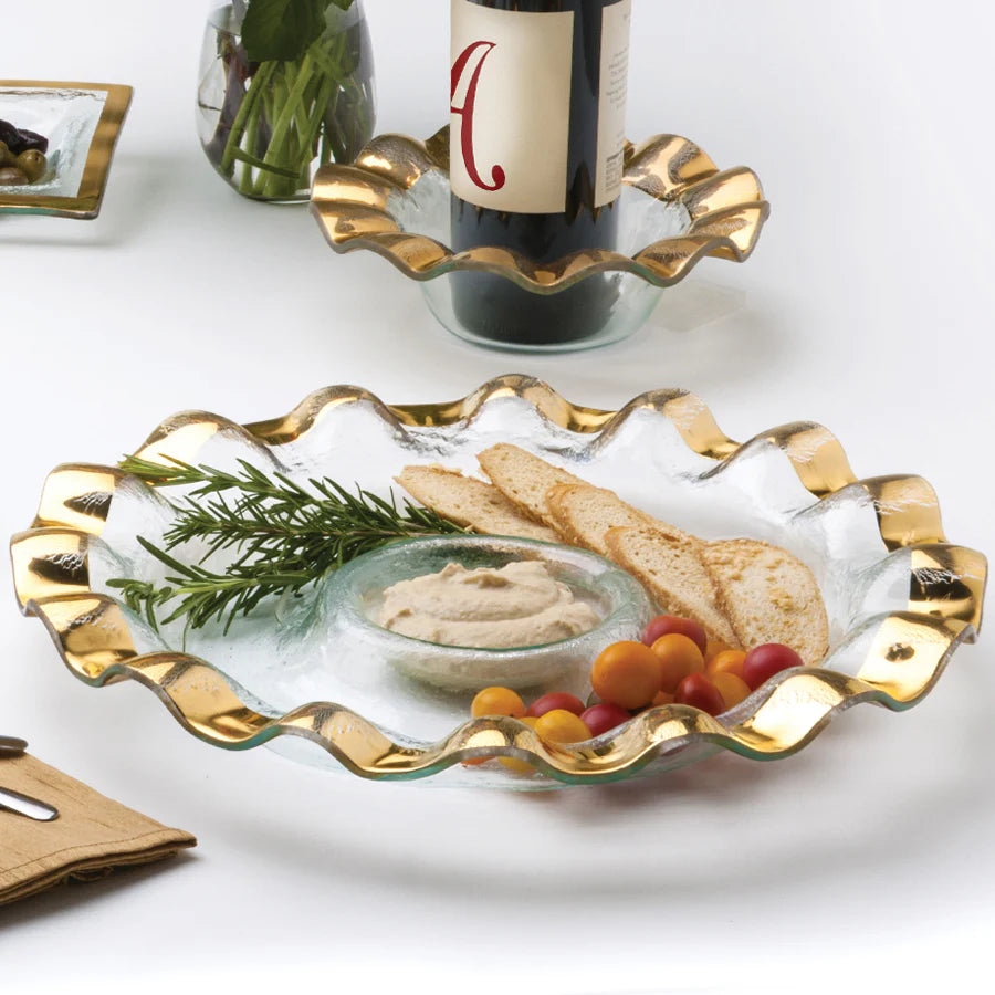 annieglass Ruffle Round Chip and Dip