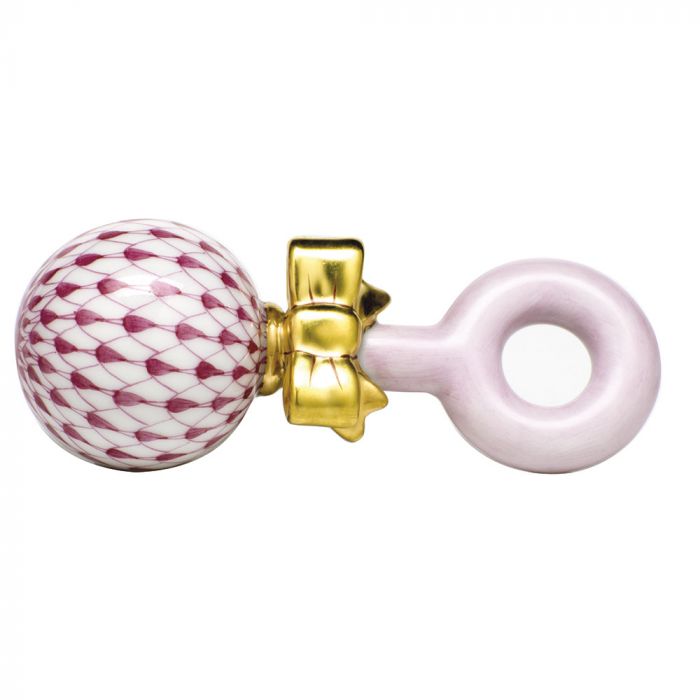 Herend Decorative Baby Rattle - Raspberry