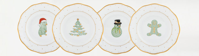 Herend Christmas Dessert Plate - Gingerbread