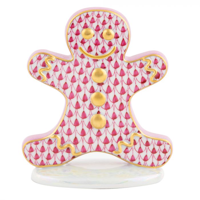 Herend Decorative Gingerbread Man - Raspberry