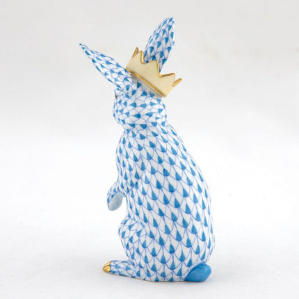 Herend Decorative Bunny with Crown - Blue