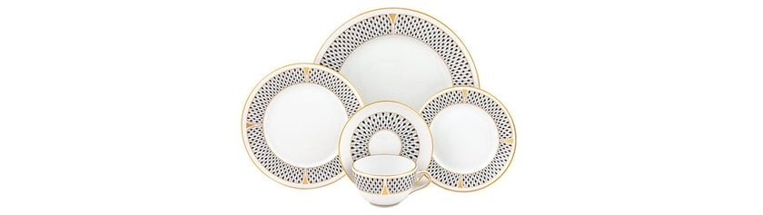 Herend Art Deco Dessert Plate - Black