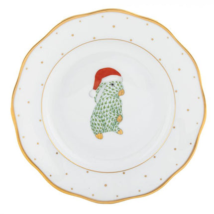 Herend Christmas Dessert Plate - Santa Bunny