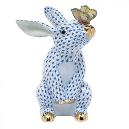 Herend Decorative Bunny with Butterfly - Blue