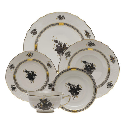 Herend Chinese Bouquet Salad Plate - Black