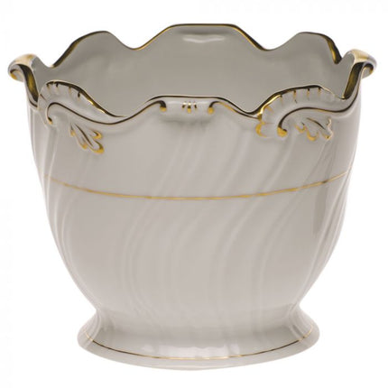 Herend Golden Edge Ribbed Cachepot