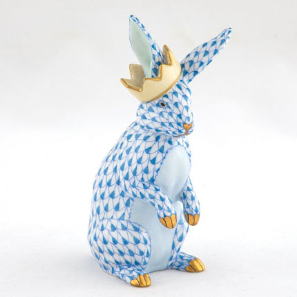 Herend Decorative Bunny with Crown - Blue