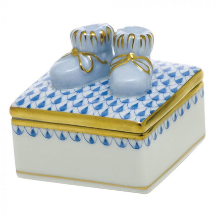 Herend Decorative Baby Bootie Box - Blue