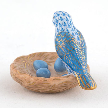 Herend Decorative Bird with Nest - Blue